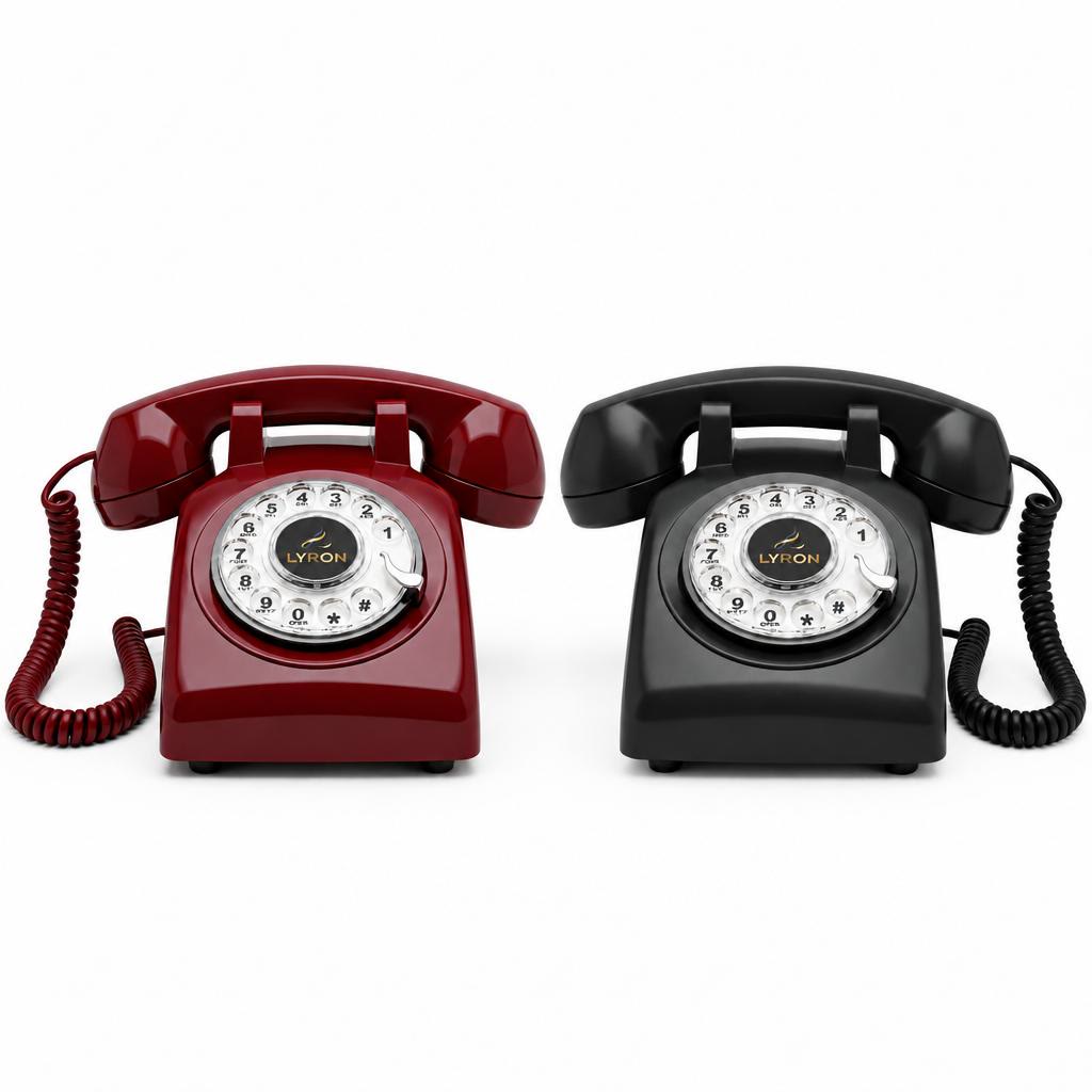 LYRON D11 retro phones in Red Cherry and Classic Black